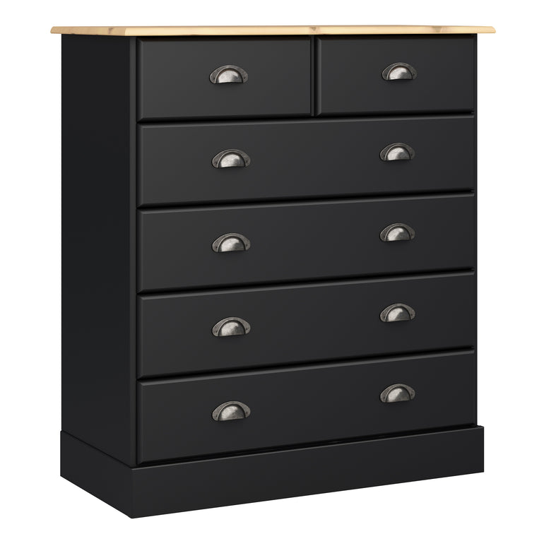 Avia 4+2 Drawer Chest Black & Pine