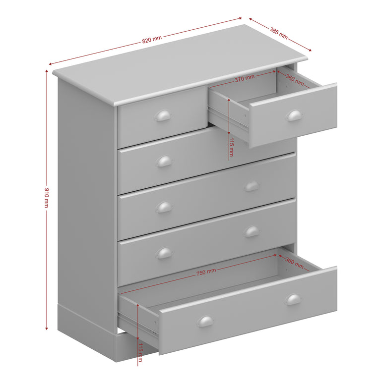 Avia 4+2 Drawer Chest Black & Pine