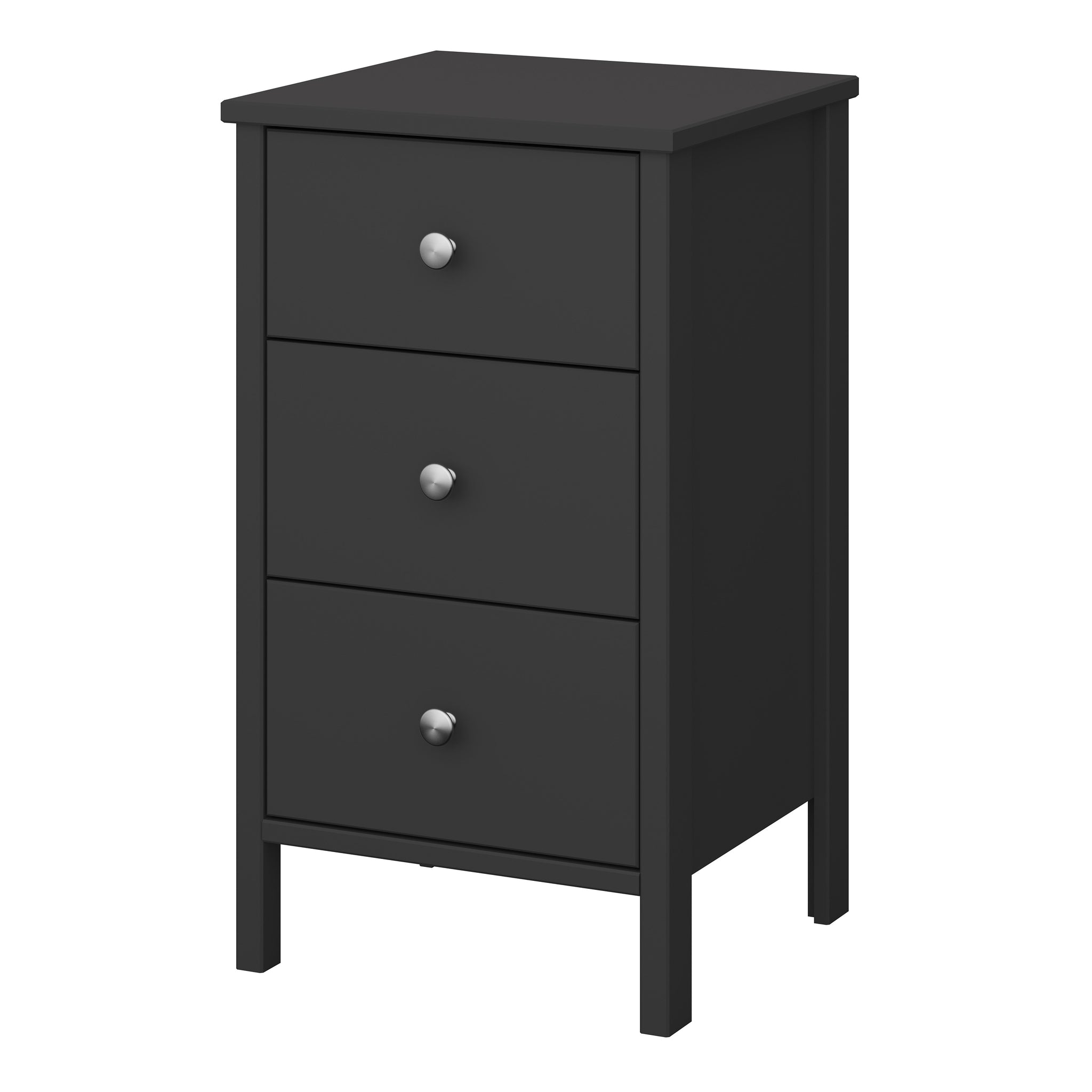 Tromso 3 Drawer Bedside Black