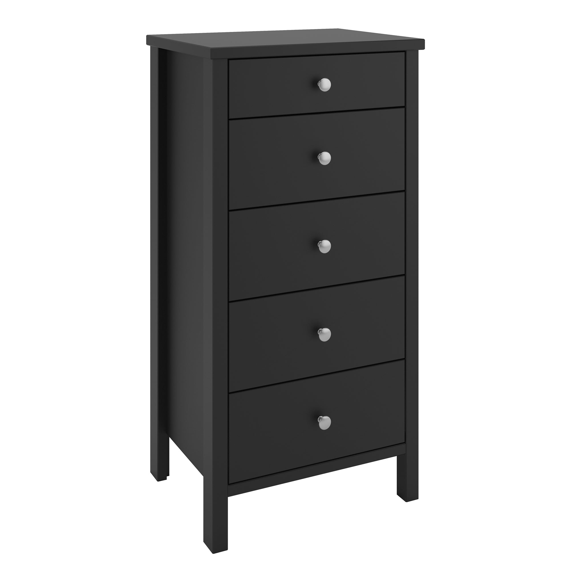 Tromso 5 Drawer Narrow Chest Black