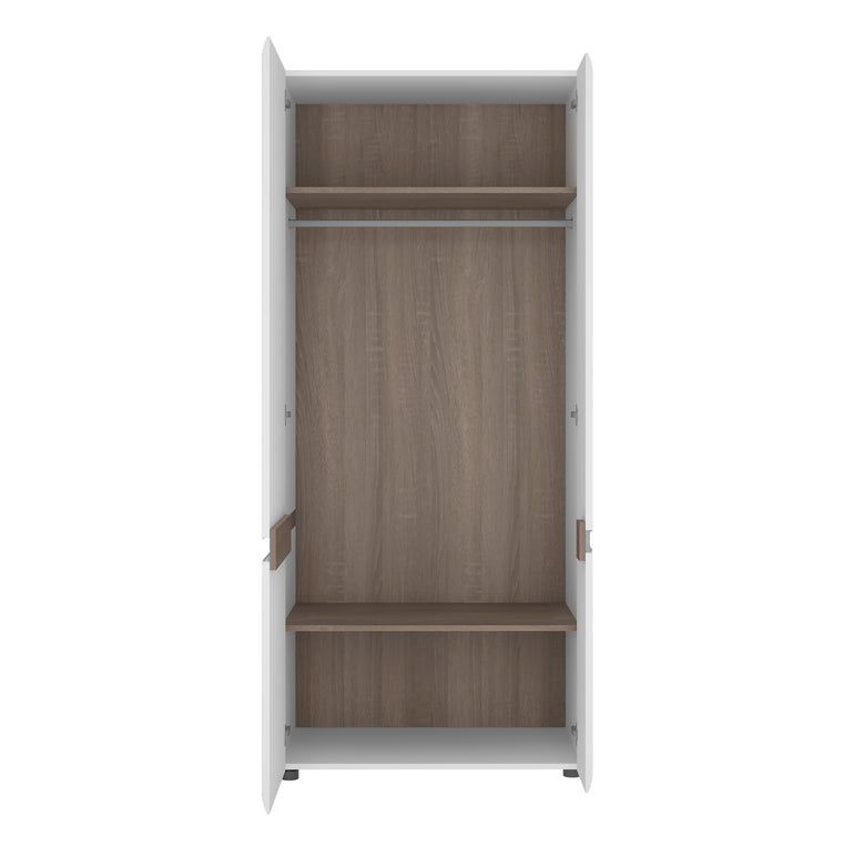 Notting hill 2 Door Wardrobe in White with Oak Trim