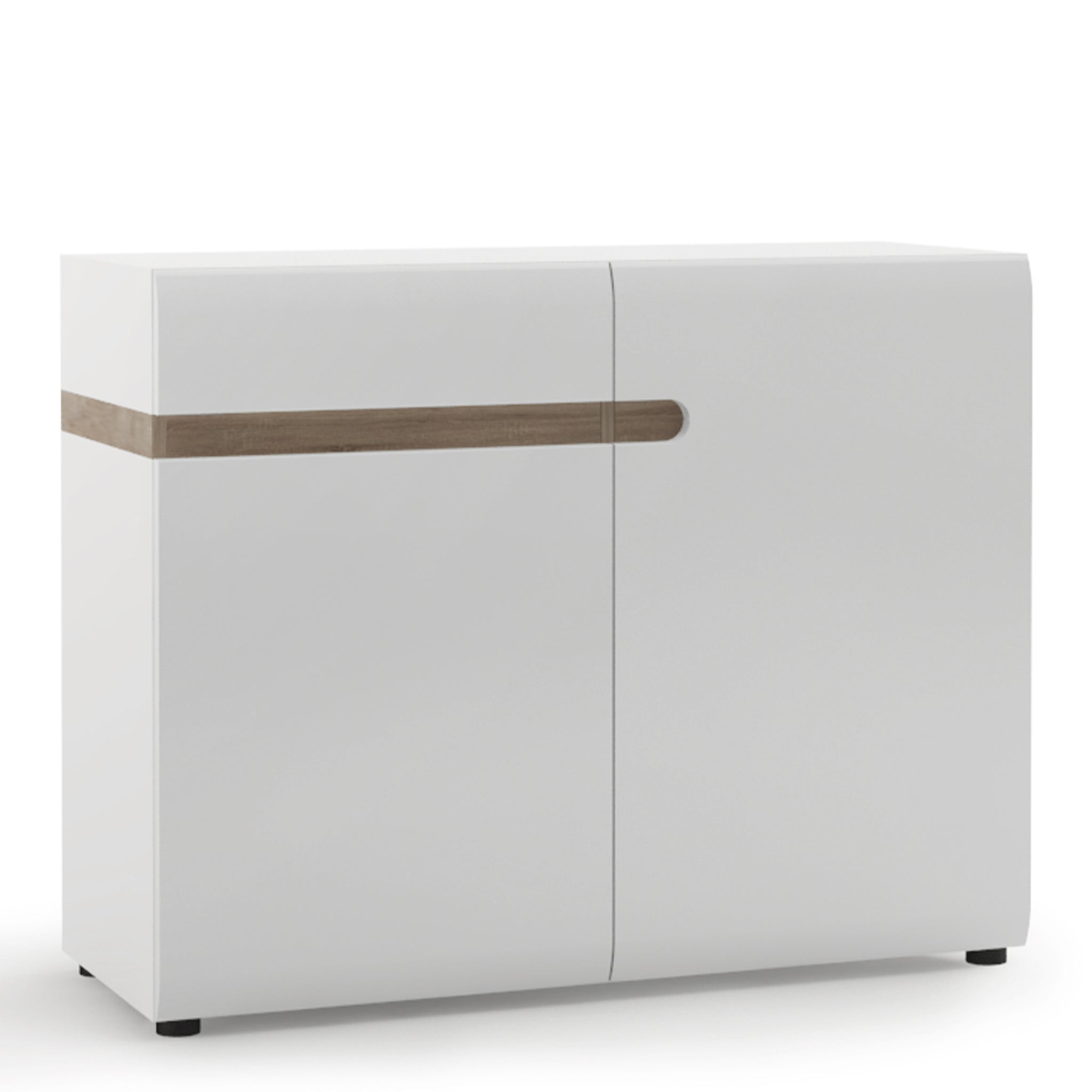 Notting hill 1 Drawer 2 Door Sideboard 109.5cm wide in White with Oak Trim