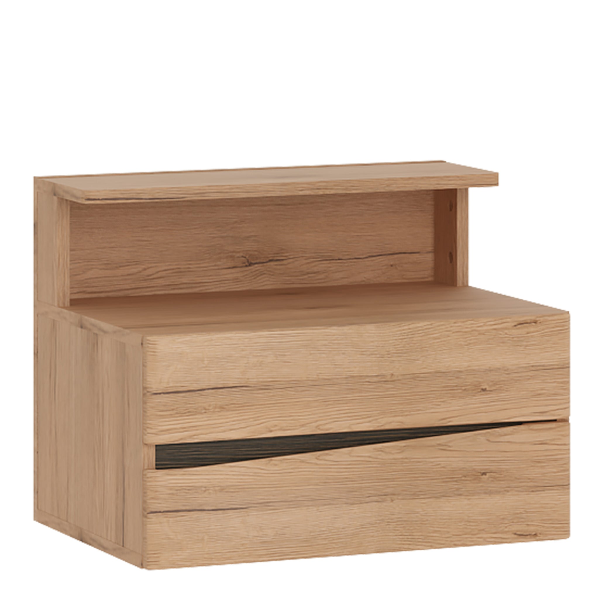 Notting hill 2 Drawer Bedside Cabinet RH Drawer (wall fixing) in Oak