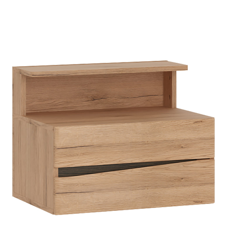 Notting hill 2 Drawer Bedside Cabinet RH Drawer (wall fixing) in Oak