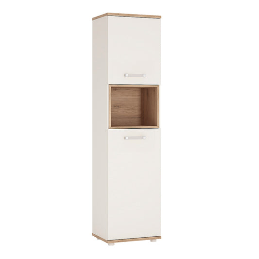 To Play Tall 2 Door Cabinet in Light Oak and white High Gloss