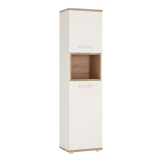 To Play Tall 2 Door Cabinet in Light Oak and white High Gloss