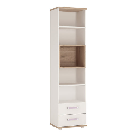 To Play Tall 2 Drawer Bookcase in  Light Oak and white High Gloss