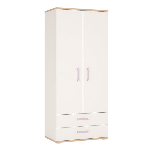 To Play 2 Door 2 Drawer Wardrobe in Light Oak and white High Gloss