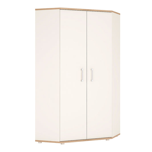 To Play Corner Wardrobe in Light Oak and white High Gloss