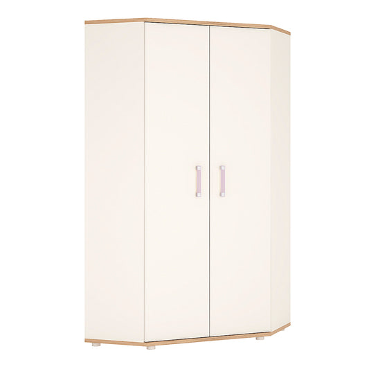 To Play Corner Wardrobe in Light Oak and white High Gloss