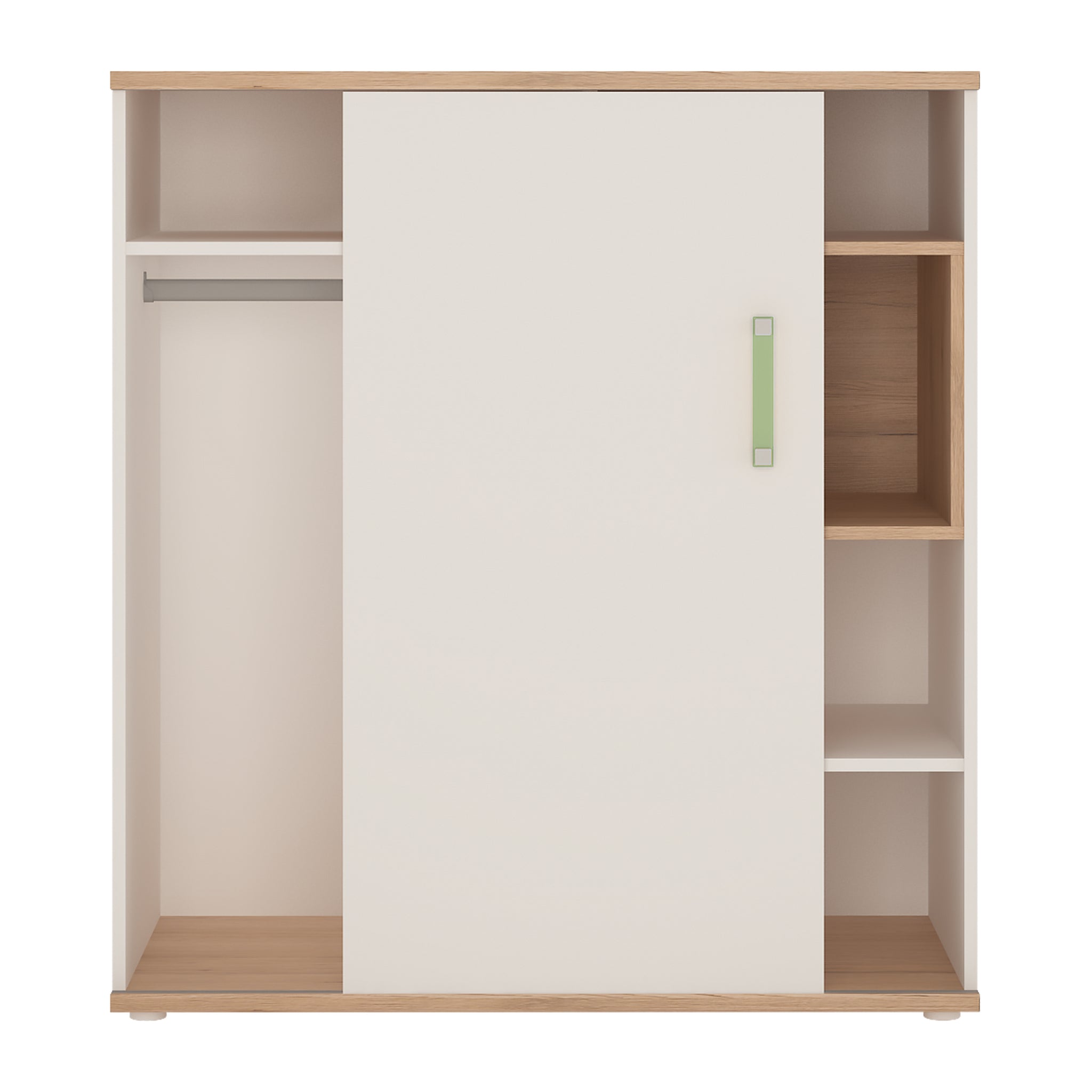 To Play Low Cabinet with shelves (Sliding Door) in Light Oak and white High Gloss