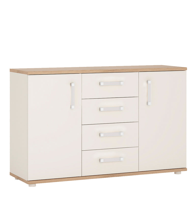 To Play 2 Door 4 Drawer Sideboard in Light Oak and white High Gloss