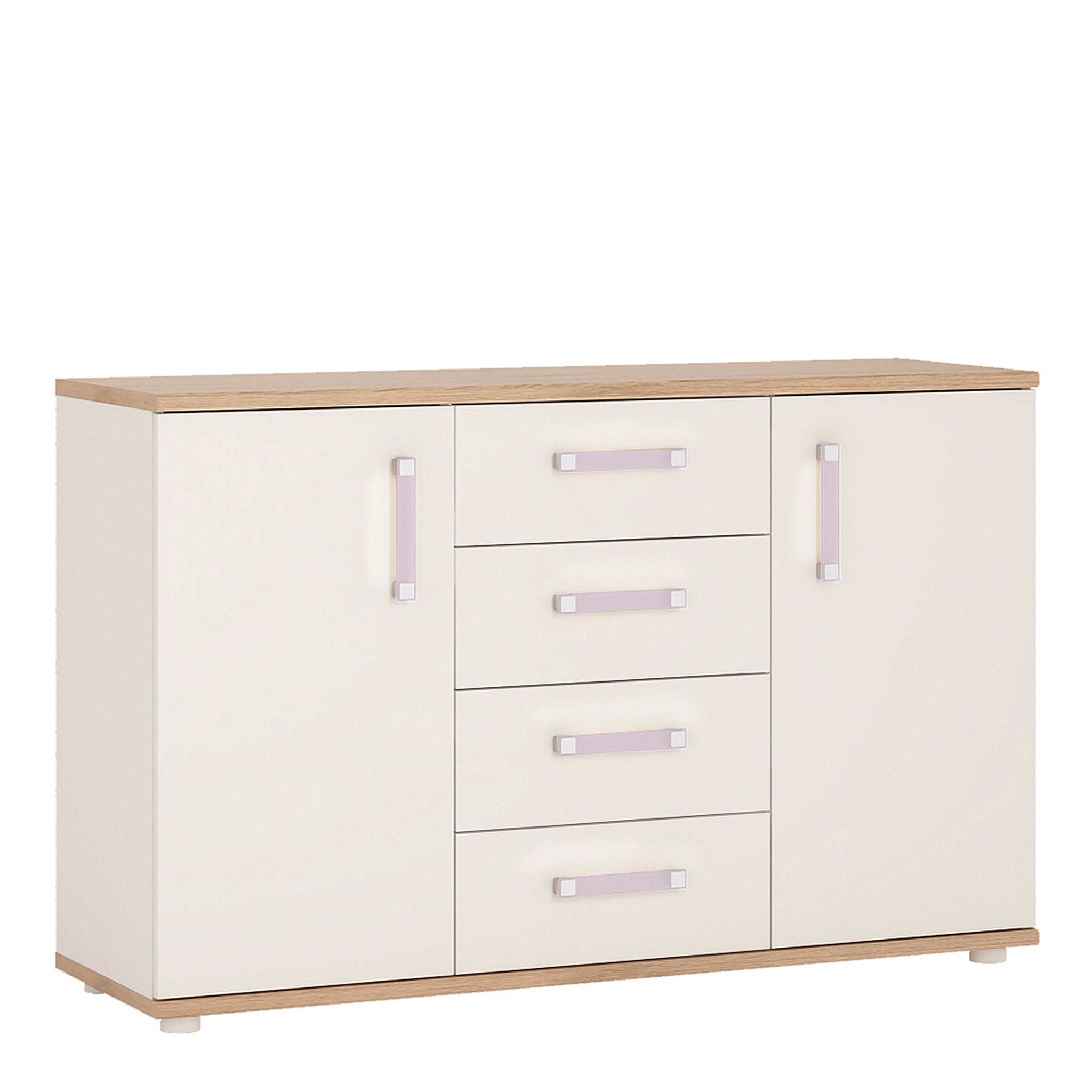 To Play 2 Door 4 Drawer Sideboard in Light Oak and white High Gloss