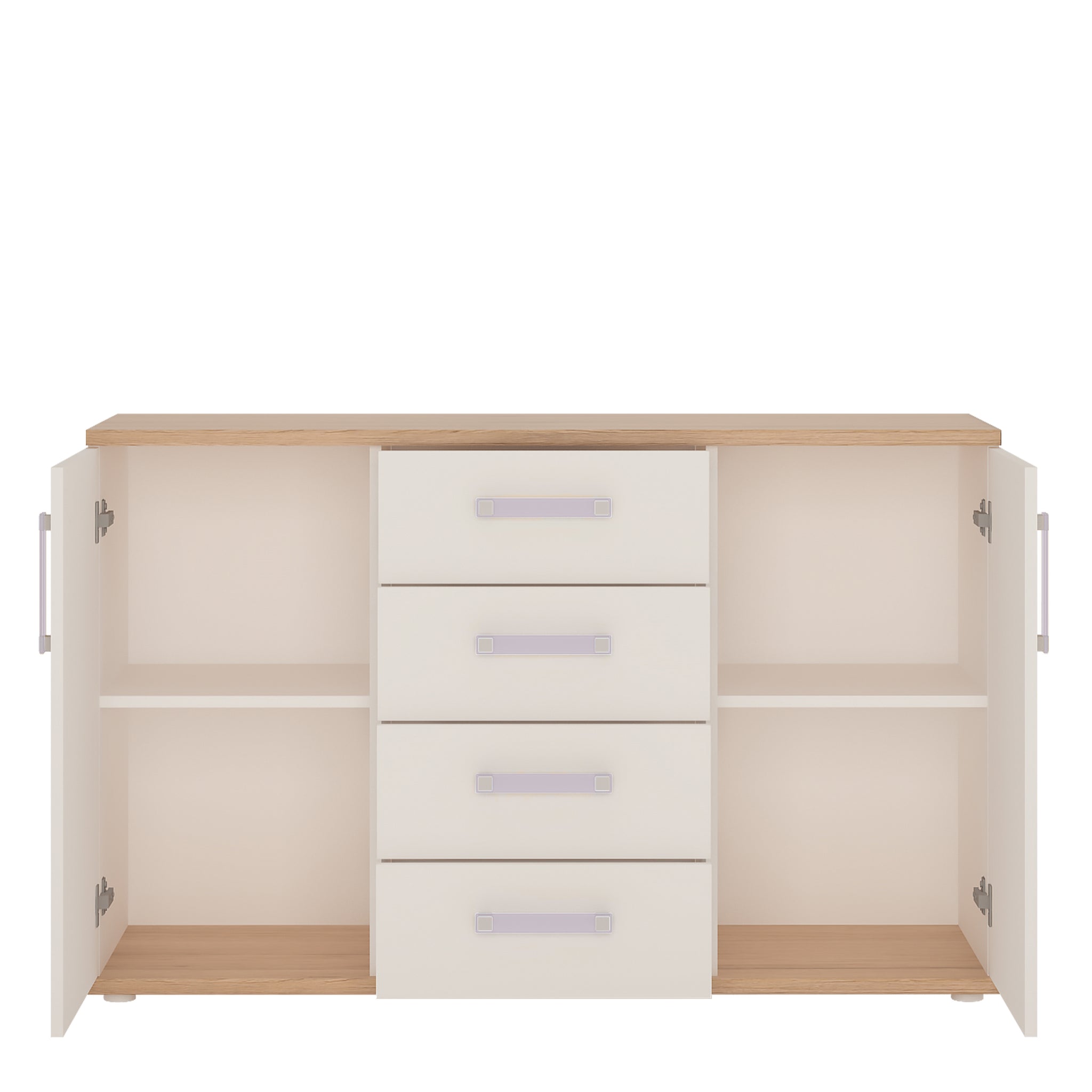 To Play 2 Door 4 Drawer Sideboard in Light Oak and white High Gloss