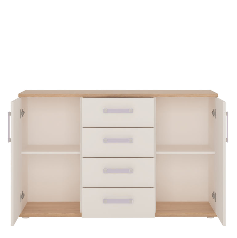 To Play 2 Door 4 Drawer Sideboard in Light Oak and white High Gloss