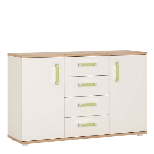 ToPlay 2 Door 4 Drawer Sideboard in Light Oak and white High Gloss