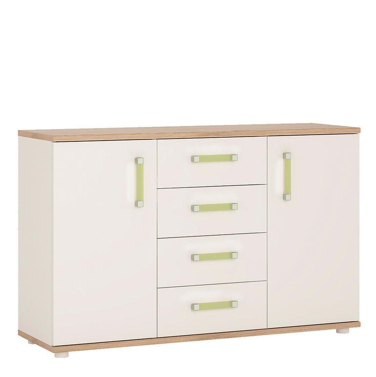 ToPlay 2 Door 4 Drawer Sideboard in Light Oak and white High Gloss