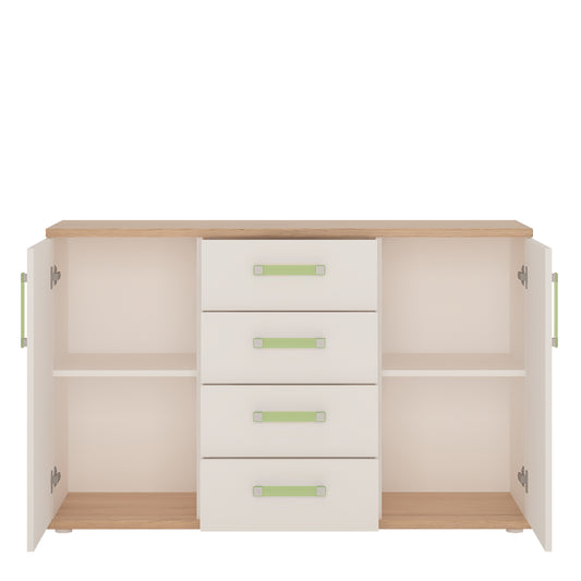 ToPlay 2 Door 4 Drawer Sideboard in Light Oak and white High Gloss