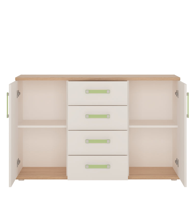 ToPlay 2 Door 4 Drawer Sideboard in Light Oak and white High Gloss