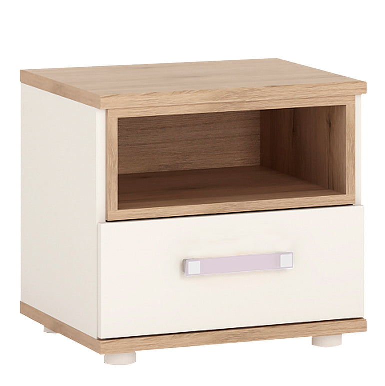 To Play 1 Drawer bedside Cabinet in Light Oak and white High Gloss