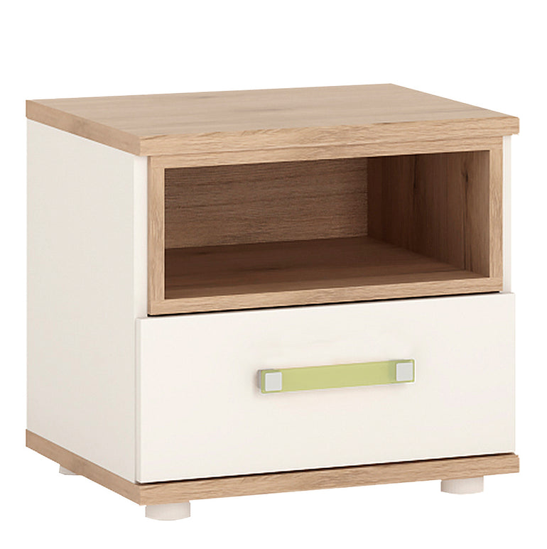 To Play 1 Drawer bedside Cabinet in Light Oak and white High Gloss