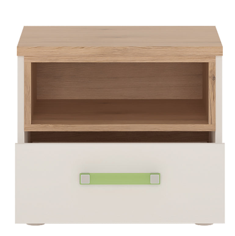 To Play 1 Drawer bedside Cabinet in Light Oak and white High Gloss