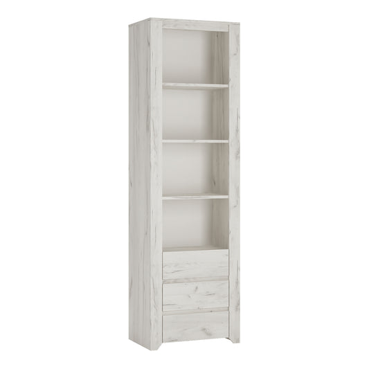 Seraph Tall Narrow 3 Drawer Bookcase in White Craft Oak