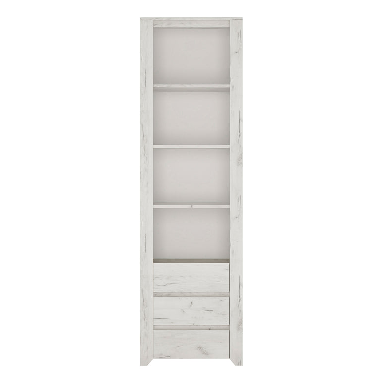 Seraph Tall Narrow 3 Drawer Bookcase in White Craft Oak