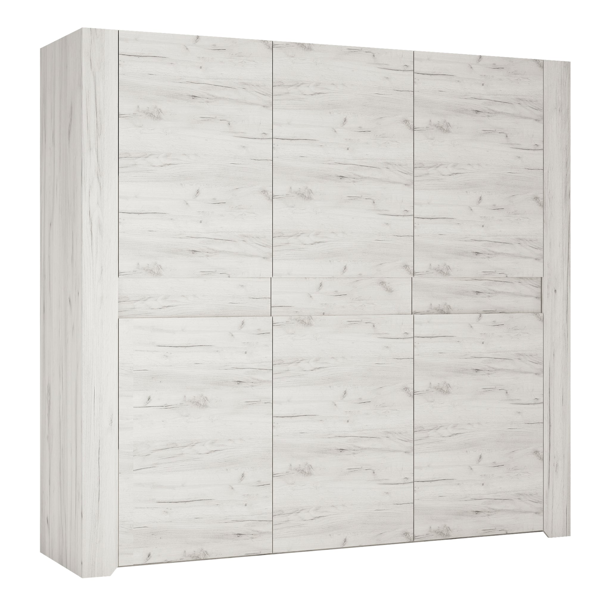 Seraph 3 door wardrobe in White Craft Oak