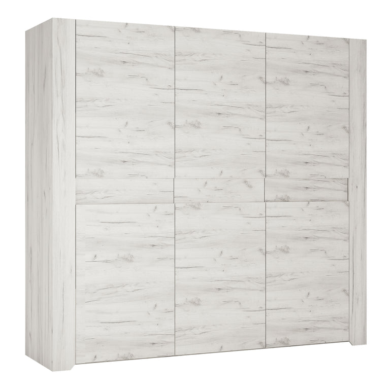 Seraph 3 door wardrobe in White Craft Oak