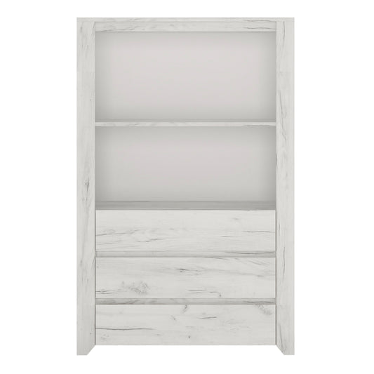 Seraph 3 Drawer Cupboard with Open Shelf in White Craft Oak