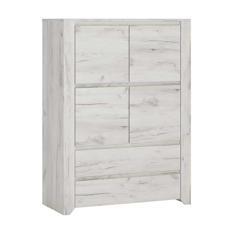 Seraph 4 Door 2 Drawer Cupboard in White Craft Oak