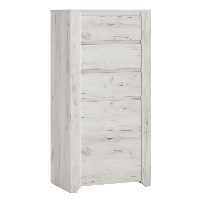 Seraph 1 Door 3 Drawer Chest in White Craft Oak