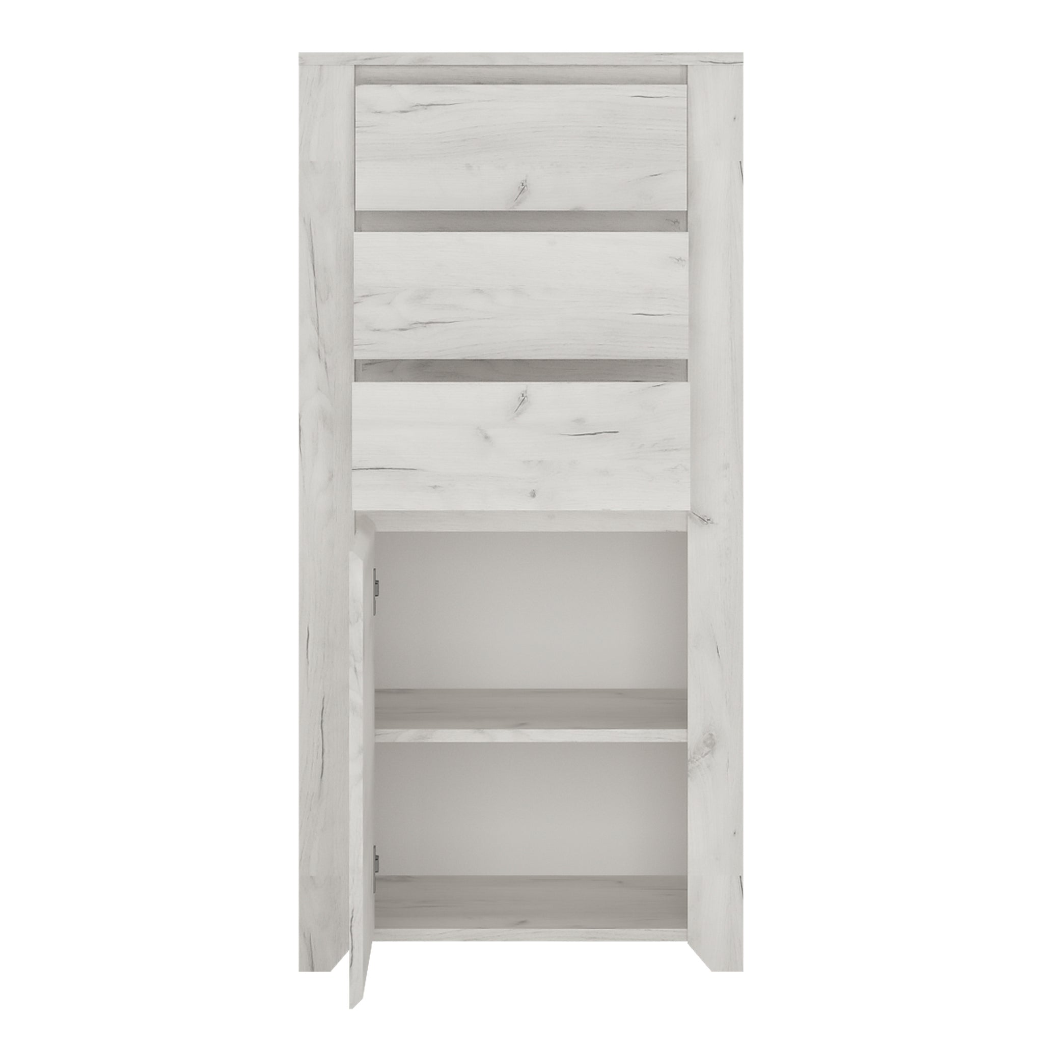 Seraph 1 Door 3 Drawer Chest in White Craft Oak