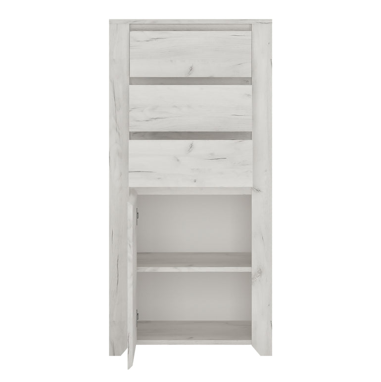 Seraph 1 Door 3 Drawer Chest in White Craft Oak