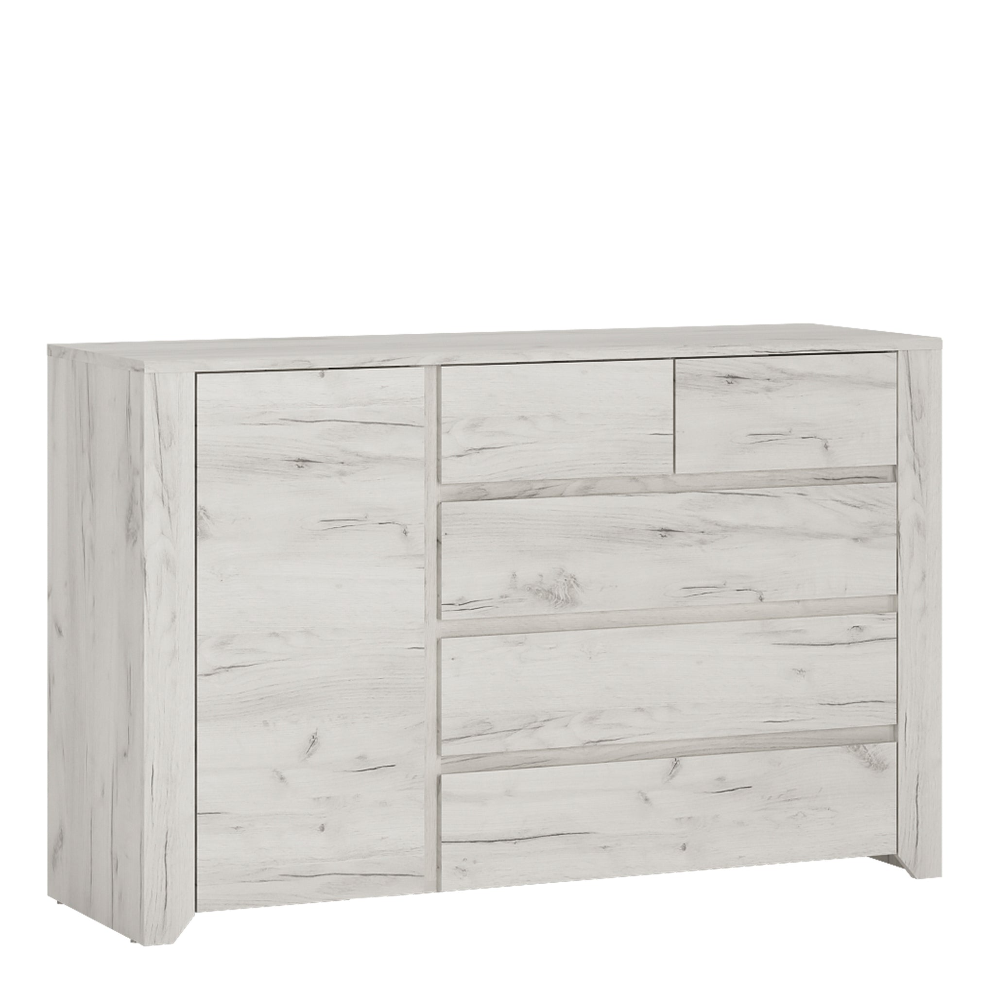 Seraph 1 Door 2+3 drawer Chest in White Craft Oak