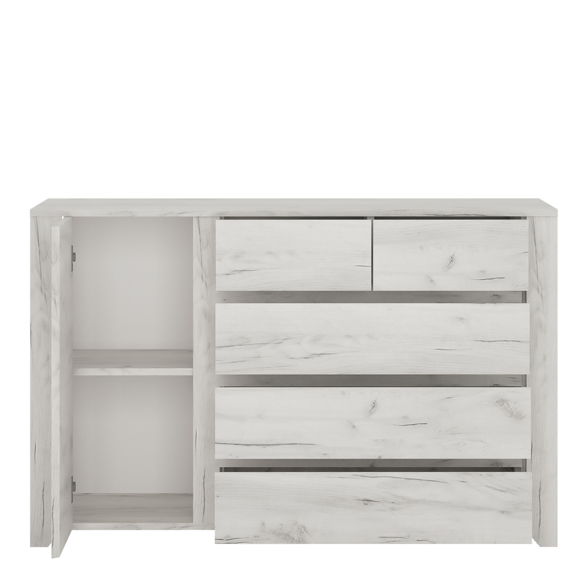 Seraph 1 Door 2+3 drawer Chest in White Craft Oak