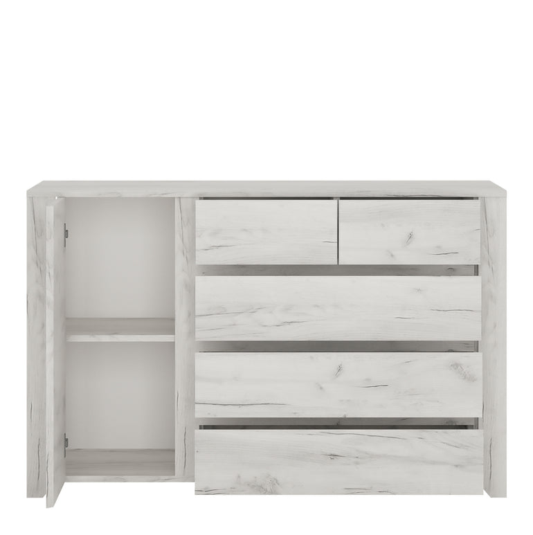 Seraph 1 Door 2+3 drawer Chest in White Craft Oak