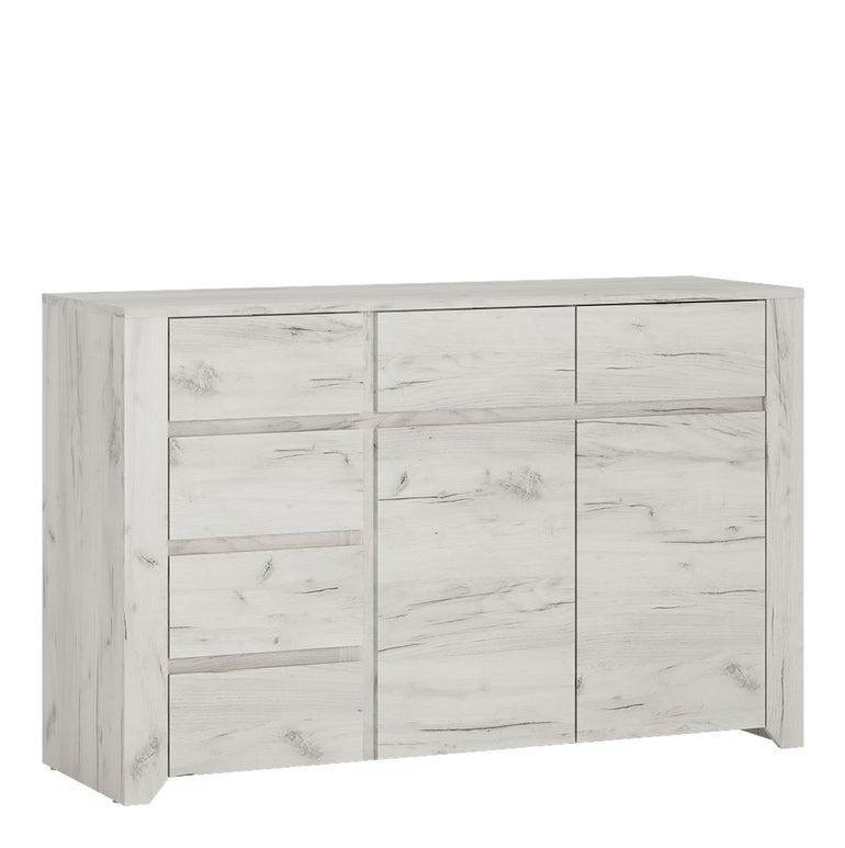 Seraph 2 Door 3+3 Drawer Wide Chest in White Craft Oak