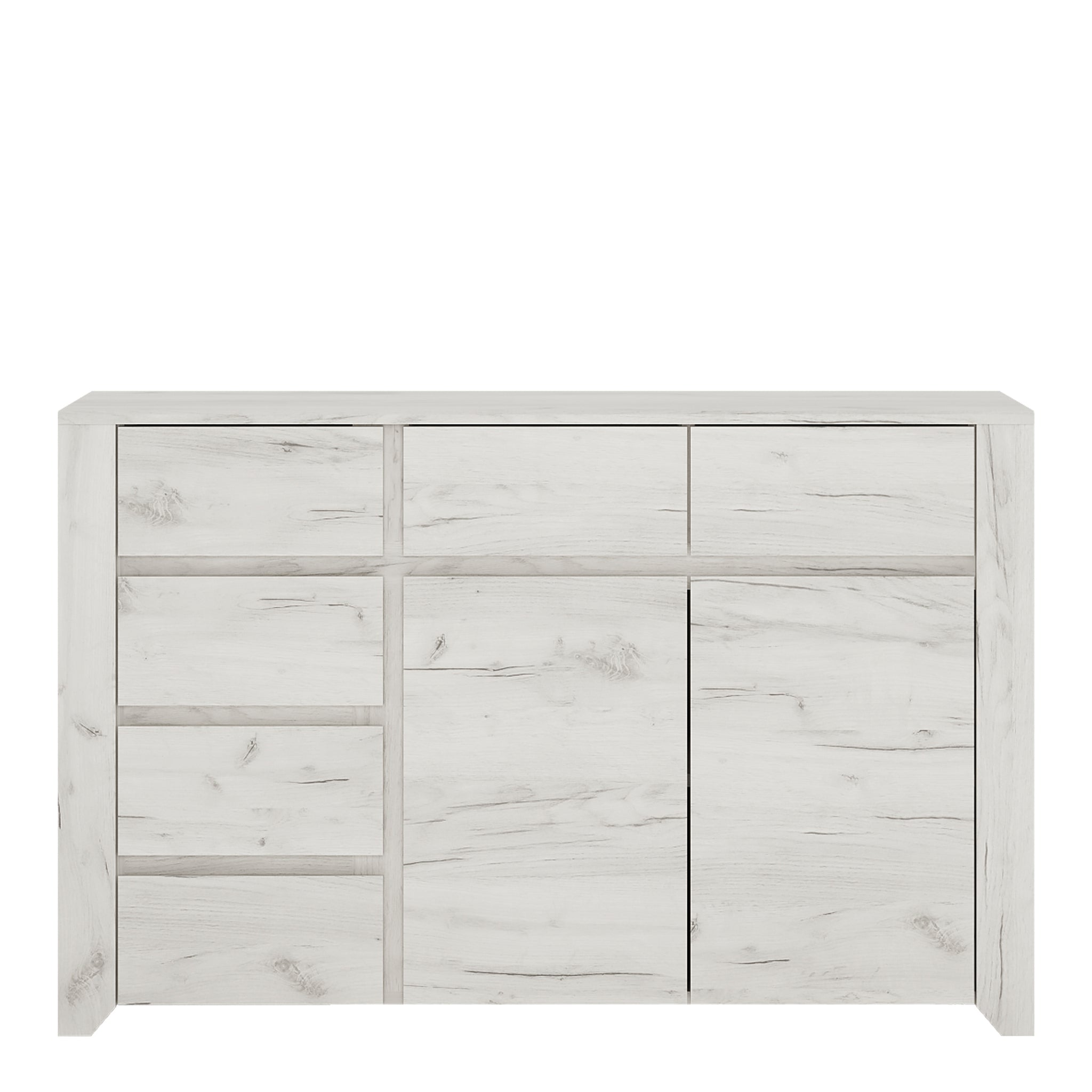 Seraph 2 Door 3+3 Drawer Wide Chest in White Craft Oak