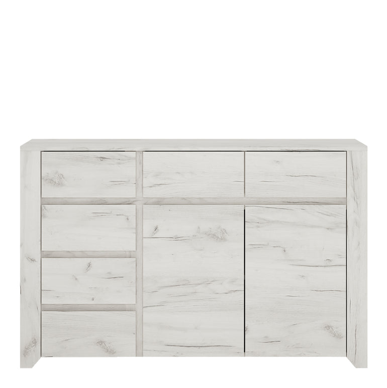 Seraph 2 Door 3+3 Drawer Wide Chest in White Craft Oak