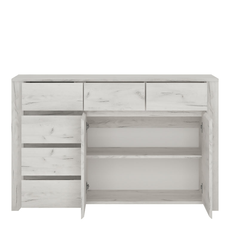 Seraph 2 Door 3+3 Drawer Wide Chest in White Craft Oak