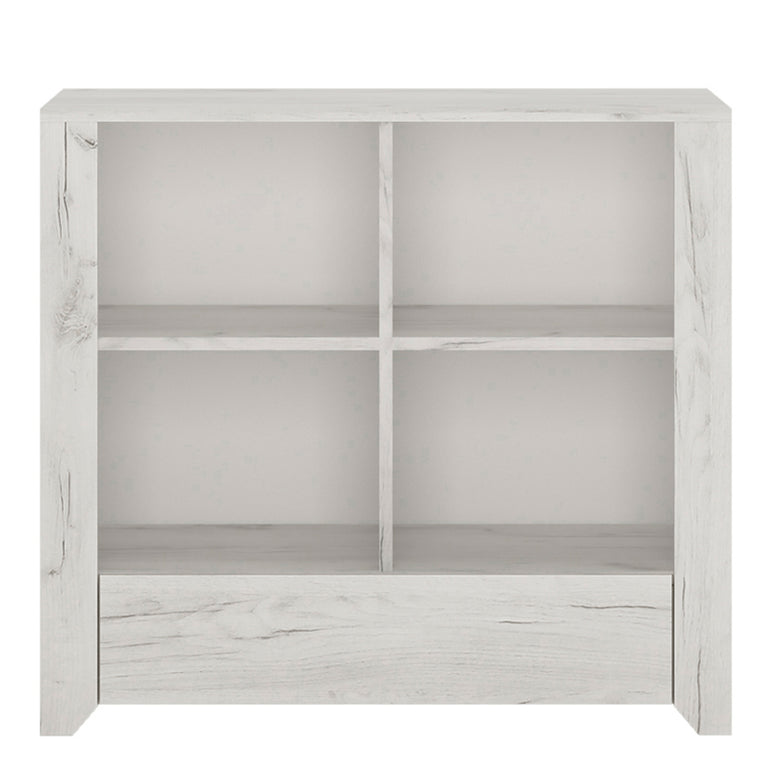 Seraph 1 Drawer Low Bookcase in White Craft Oak