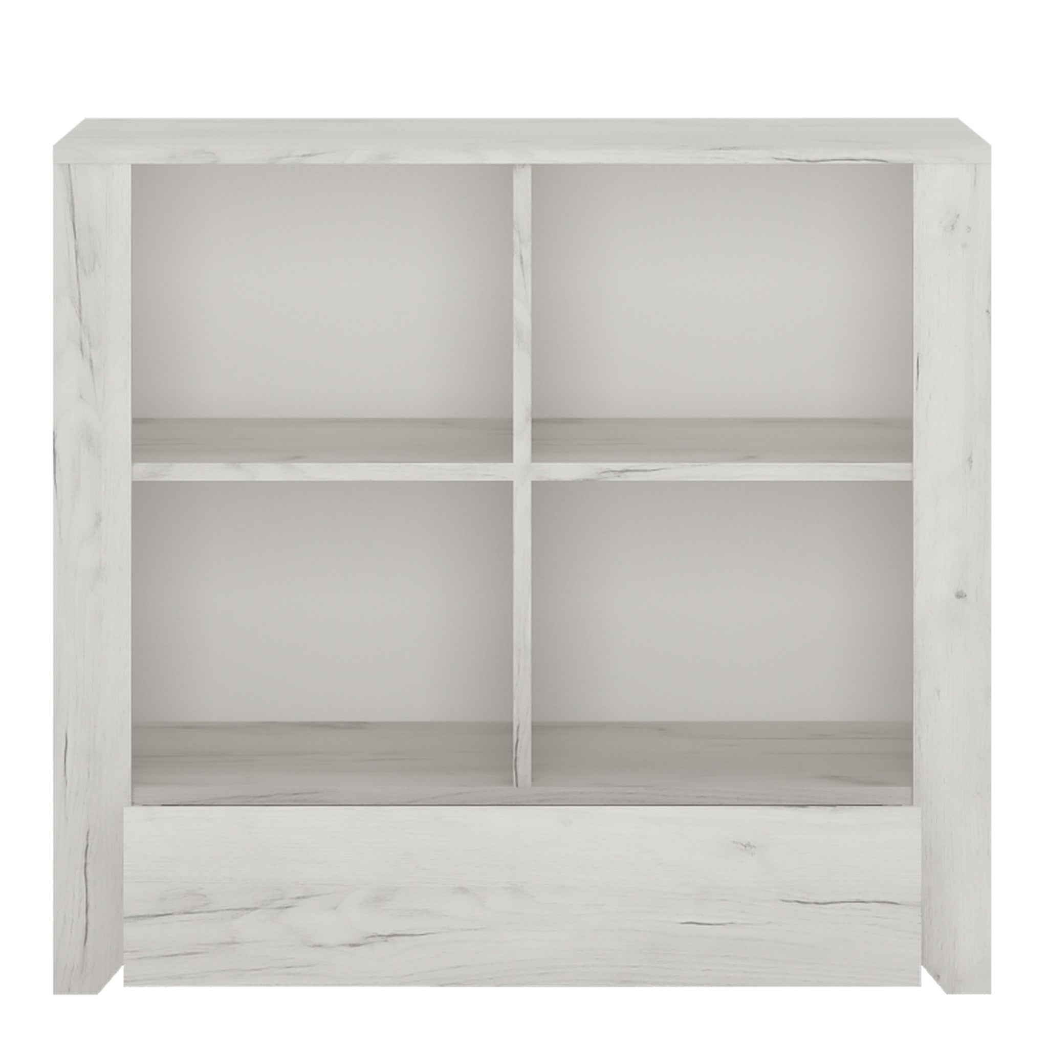 Seraph 1 Drawer Low Bookcase in White Craft Oak