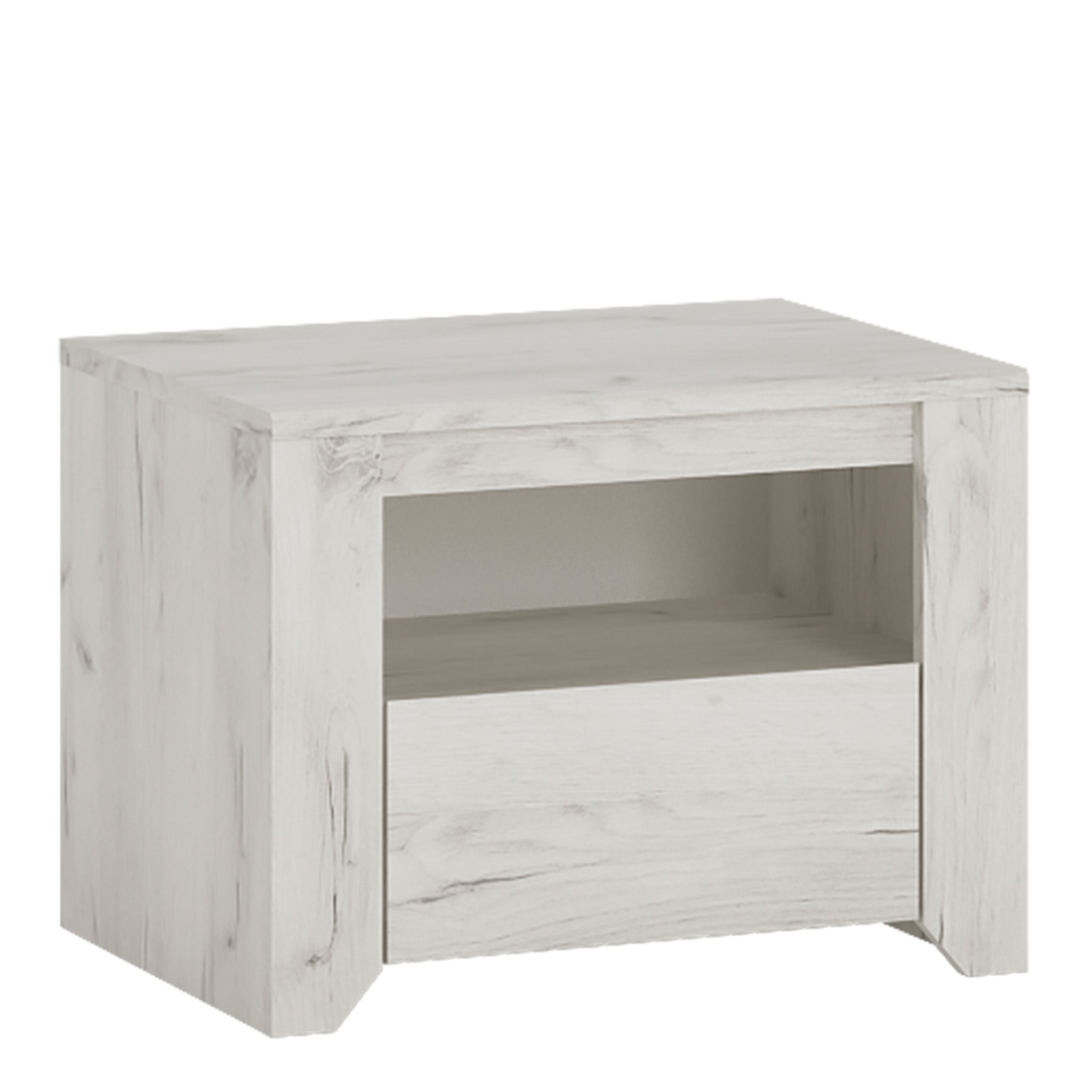 Seraph 1 Drawer Bedside Cabinet White Craft Oak