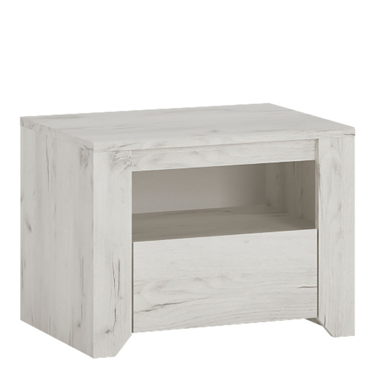 Seraph 1 Drawer Bedside Cabinet White Craft Oak