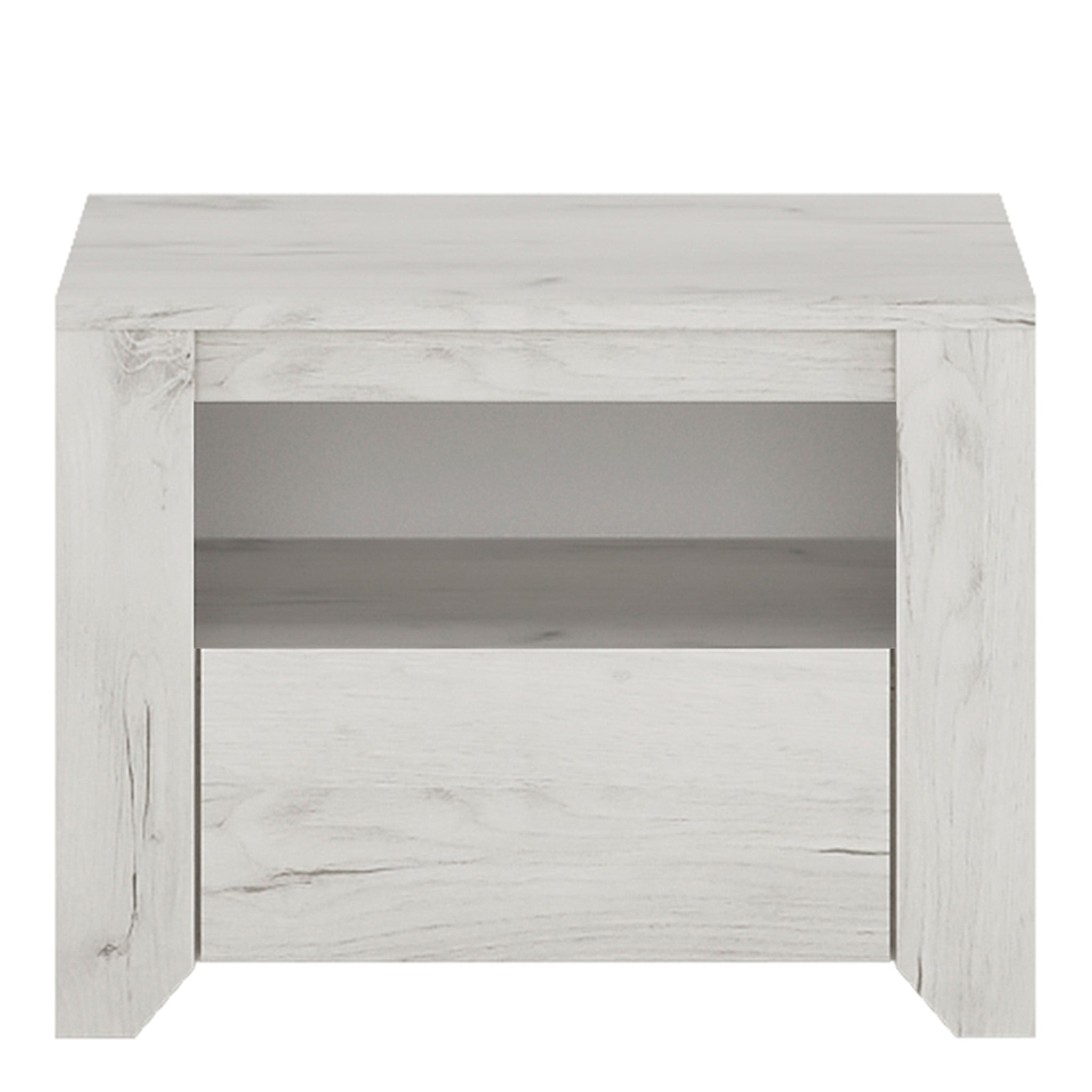 Seraph 1 Drawer Bedside Cabinet White Craft Oak