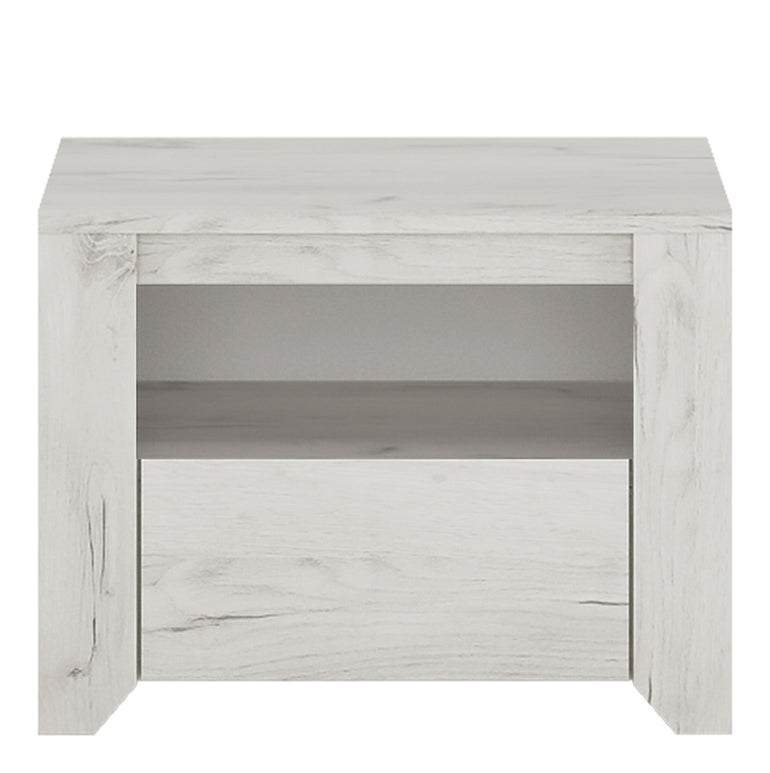 Seraph 1 Drawer Bedside Cabinet White Craft Oak