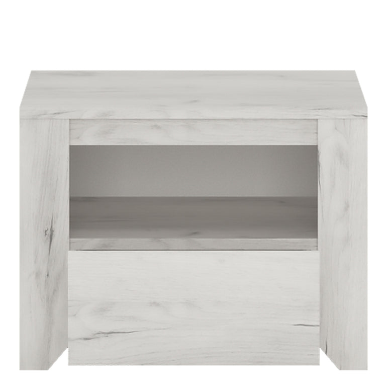 Seraph 1 Drawer Bedside Cabinet White Craft Oak