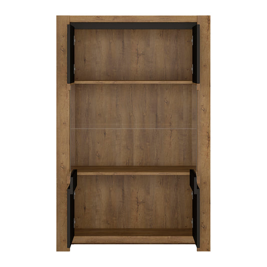 Matanzas 2 door display cabinet in Lefkas Oak with matte black fronts